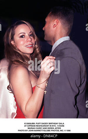 DEREK JETER with Mariah CArey.Puff Daddy birthday gala at Cipriani Rest. in  New York 1998.k13958Jbb.(Credit Image: © John Barrett/Globe  Photos/ZUMAPRESS.com Stock Photo - Alamy