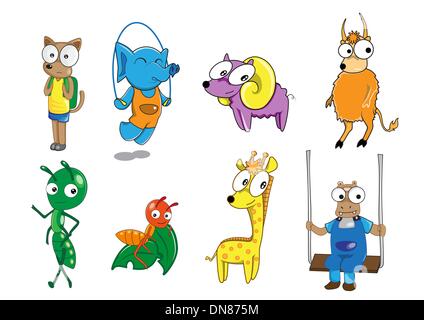 Set of animal cartoon Stock Vector