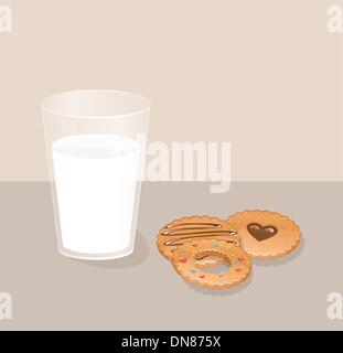Cookies and glass with milk Stock Vector