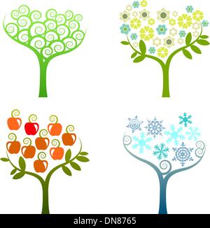 vector illustration of the four seasons of apple tree Stock Vector ...