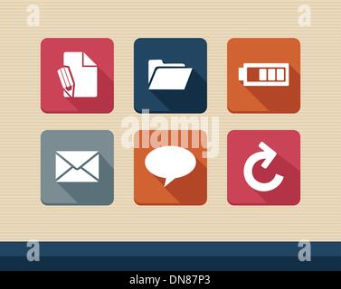 Web apps square flat icons set. Stock Vector