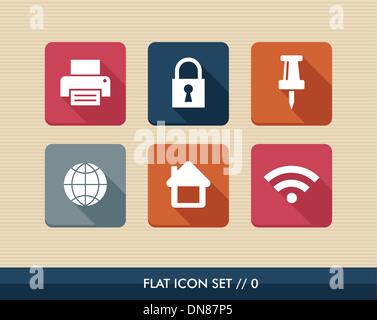 Web apps square flat icons set. Stock Vector