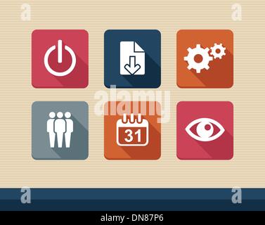 Web apps square flat icons set. Stock Vector