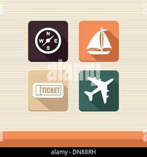 Airport Concept 4 Flat icons Square . Airport departure concept 4 flat ...