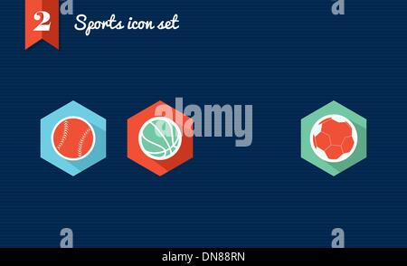 Sports flat icons set. Stock Vector