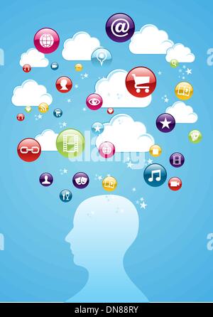 Human head cloud storage concept. Stock Vector