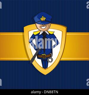 Service police officer man cartoon shield symbol. Stock Vector