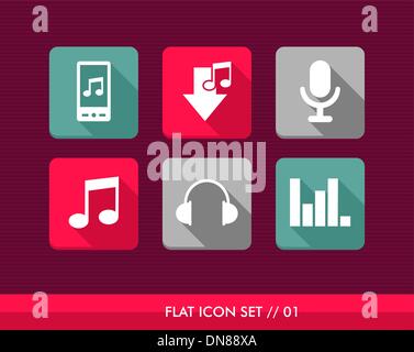 Music flat icons set. Stock Vector