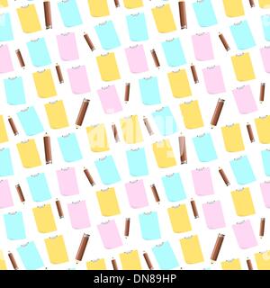 The scratch pad and pencils background Stock Vector