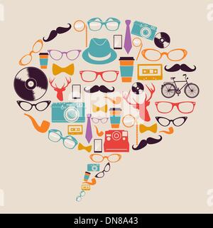 Retro hipster icons social media. Stock Vector