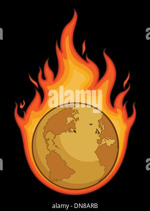 Burning Desolated Earth Stock Vector
