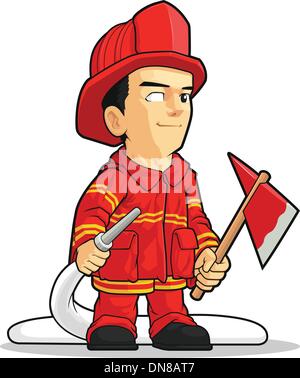 Cartoon of Firefighter Boy Stock Vector