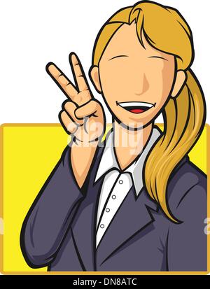 Cartoon of Happy Office Worker Girl Stock Vector