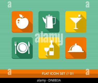 Gourmet menu flat icons set. Stock Vector