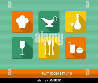 Gourmet flat icons set. Stock Vector