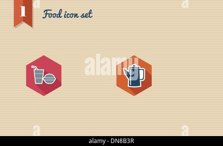 Menu food flat icons set Stock Vector