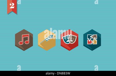Entertainment flat icons set. Stock Vector