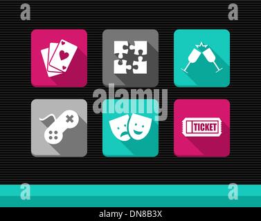 Entertainment flat icons set. Stock Vector
