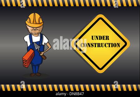 Constuction Signs Cartoon Constructor man cartoon, under construction sign Stock Vector Image ...