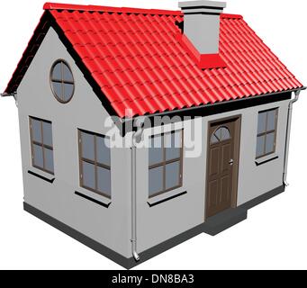Small house with red roof Stock Vector