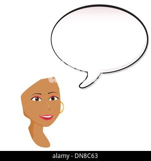 Black Woman announcement with speech bubble. Stock Vector