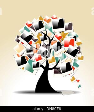 Retro family tree with instant photo frames Stock Vector