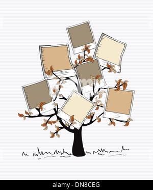 Vintage colors instant photo tree Stock Vector