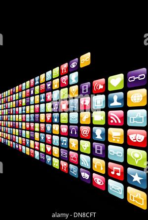 Smart phone app icons set background Stock Vector