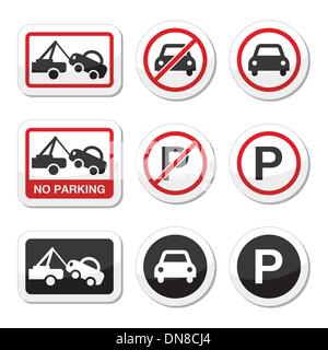 No parking, parking forbidden red and black sign Stock Vector