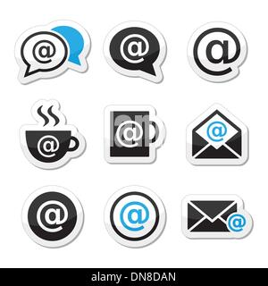 Email, internet cafe, wifi vector icons set Stock Vector