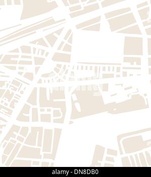 Abstract city map vector illustration with streets, parks and pond Stock Vector