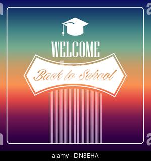 Retro back to school text colorful background. Stock Vector