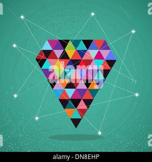Retro hipsters trendy triangle diamond illustration. Stock Vector