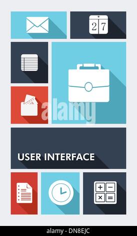 Colorful business UI apps user interface flat icons. Stock Vector