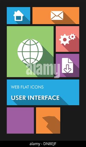 Colorful web apps user interface flat icons. Stock Vector