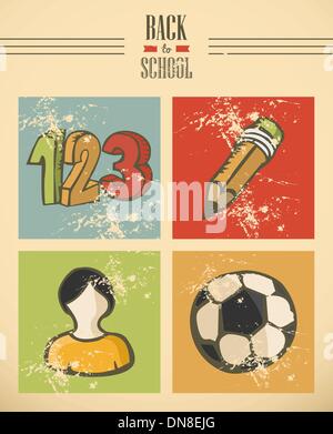 Back to school ribbon text education icon set. Stock Vector