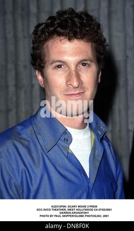 July 3, 2001 - K22313PSK: SCARY MOVIE 2 PREM.GCC AVCO THEATHER, WEST HOLLYWOOD CA 07/02/2001.DARREN ARONOFSKY. PAUL SKIPPER/   2001(Credit Image: © Globe Photos/ZUMAPRESS.com) Stock Photo