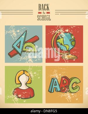 Back to school text education ribbon icon set. Stock Vector
