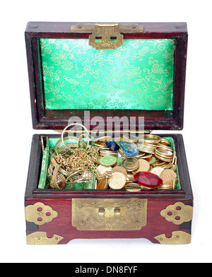 box with jjewelry on white background