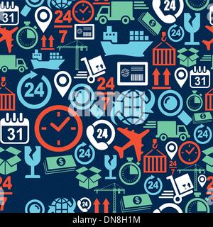 Shipping logistic mobile seamless pattern icons set background. Stock Vector