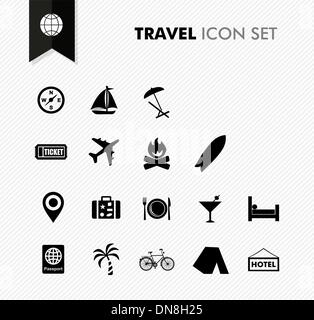 Travel fresh icon set. Stock Vector