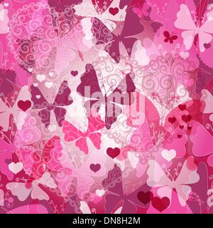 Seamless valentine pattern with butterflies Stock Vector
