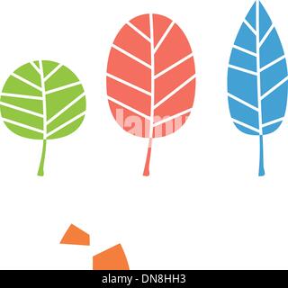 Autumn leaves collection in vibrant colors isolated on white Stock Vector