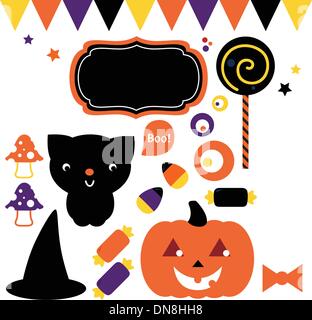 Halloween party set isolated on white Stock Vector
