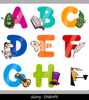 Education Cartoon Alphabet Letters for Kids Stock Vector