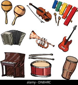 set of musical instruments Stock Vector