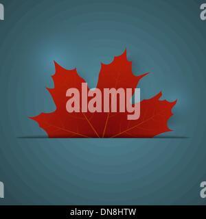 Red maple leaf on a blue background Stock Vector