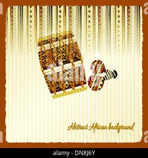 Vintage background with African drum and maracas Stock Vector