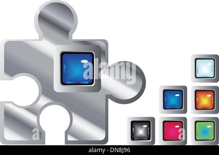 jigsaw glossy web buttons Stock Vector