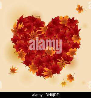 Autumn Red Maple Leaves Heart Stock Vector